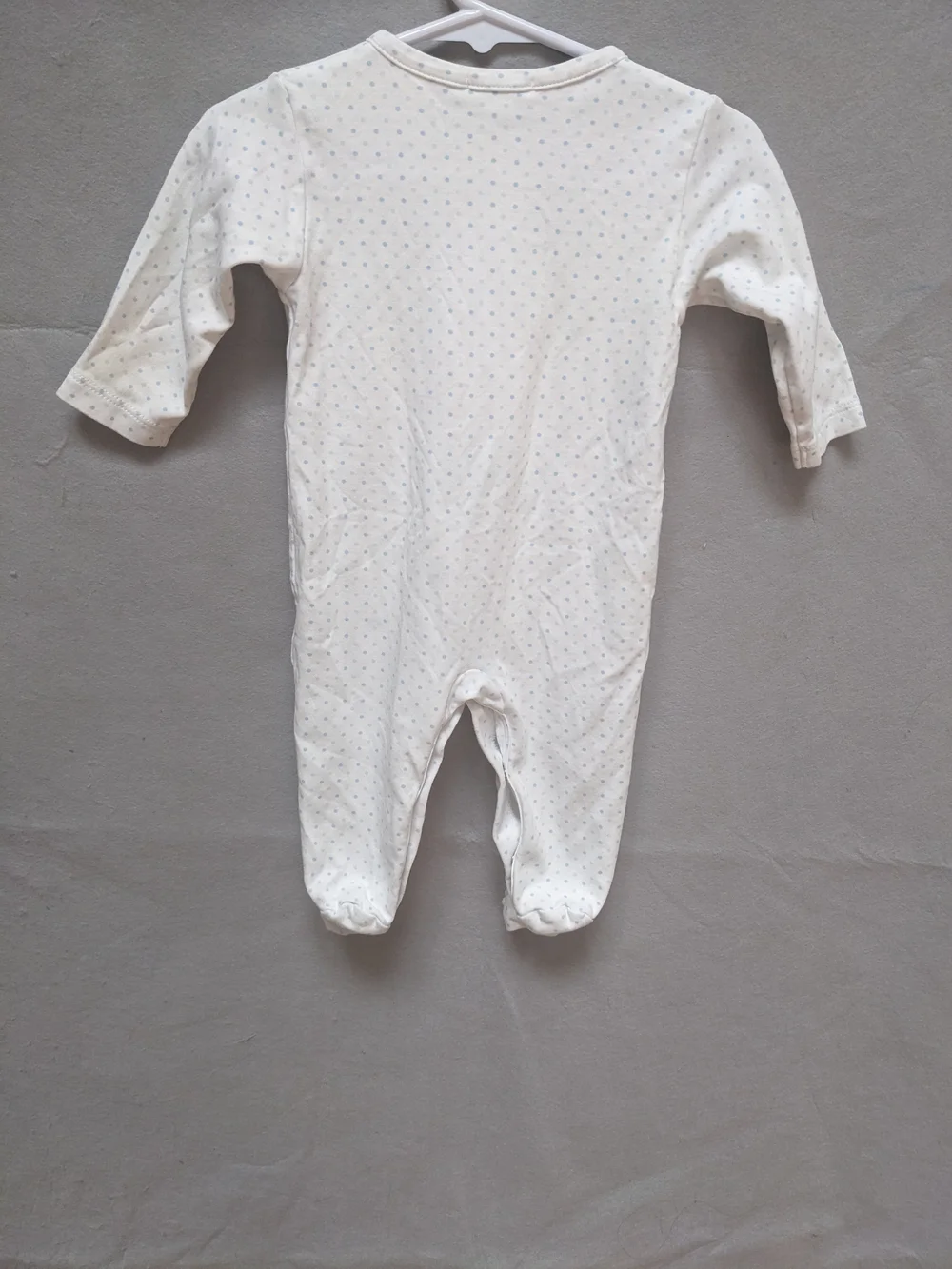 Kissy Kissy White Footed One-Piece with Tiny Blue Dot Print